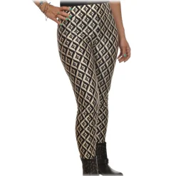 Elisabetta Franchi - Leggings with Logo Pattern - White/Black - Trousers - Made in Italy - Luxury Exclusive Collection - Avvenice^ Trousers