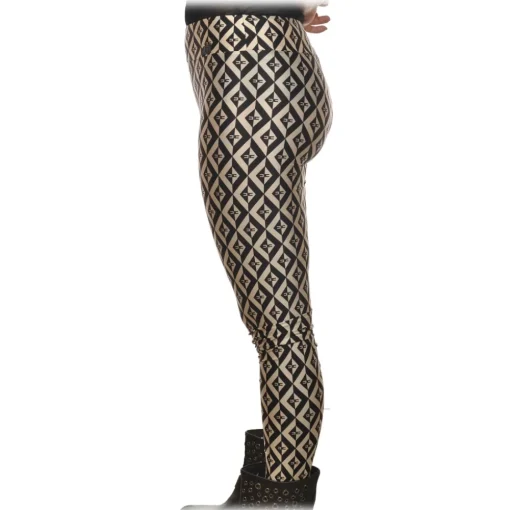 Elisabetta Franchi - Leggings with Logo Pattern - White/Black - Trousers - Made in Italy - Luxury Exclusive Collection - Avvenice^ Trousers
