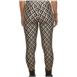 Elisabetta Franchi - Leggings with Logo Pattern - White/Black - Trousers - Made in Italy - Luxury Exclusive Collection - Avvenice^ Trousers