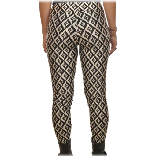 Elisabetta Franchi - Leggings with Logo Pattern - White/Black - Trousers - Made in Italy - Luxury Exclusive Collection - Avvenice^ Trousers