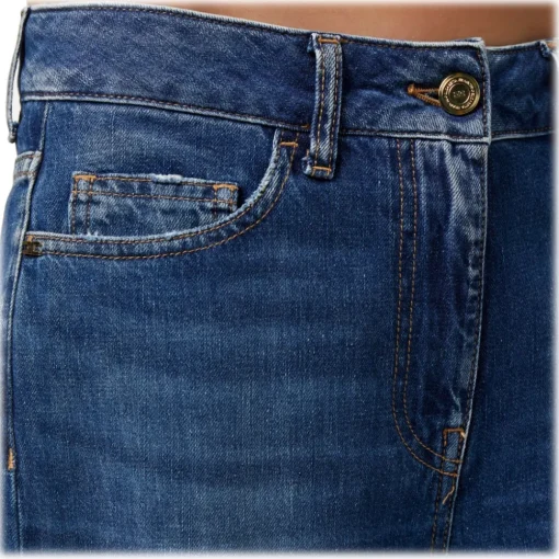 Elisabetta Franchi - Light Canvas Wide Leg Jeans - Blue - Trousers - Made in Italy - Luxury Exclusive Collection - Avvenice