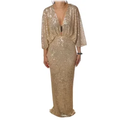 Elisabetta Franchi - Long Dress in Micro Sequins - Gold - Dress - Made in Italy - Luxury Exclusive Collection - Avvenice