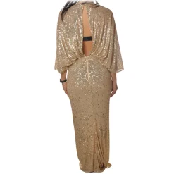 Elisabetta Franchi - Long Dress in Micro Sequins - Gold - Dress - Made in Italy - Luxury Exclusive Collection - Avvenice