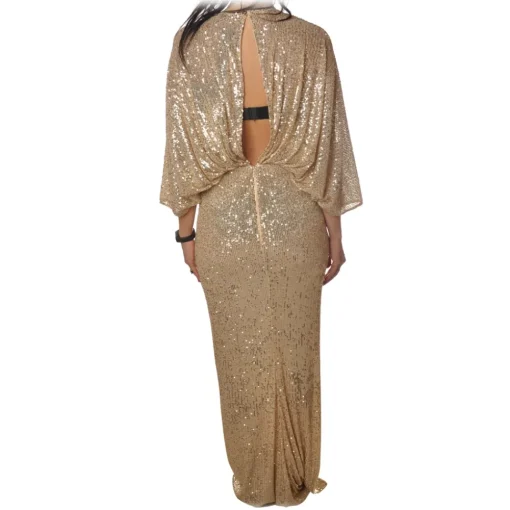 Elisabetta Franchi - Long Dress in Micro Sequins - Gold - Dress - Made in Italy - Luxury Exclusive Collection - Avvenice