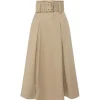 Elisabetta Franchi - Midi Skirt with Darts and Belt - Beige - Skirt - Made in Italy - Luxury Exclusive Collection - Avvenice^ Skirts