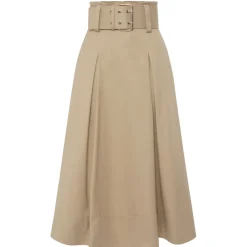 Elisabetta Franchi - Midi Skirt with Darts and Belt - Beige - Skirt - Made in Italy - Luxury Exclusive Collection - Avvenice^ Skirts
