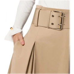 Elisabetta Franchi - Midi Skirt with Darts and Belt - Beige - Skirt - Made in Italy - Luxury Exclusive Collection - Avvenice^ Skirts