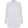 Elisabetta Franchi - Oversized Shirt with Jewel Buttons - White - Shirt - Made in Italy - Luxury Exclusive Collection - Avvenice