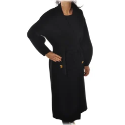Elisabetta Franchi - Oversize Coat with Two Patch - Black - Jacket - Made in Italy - Luxury Exclusive Collection - Avvenice^ Jackets
