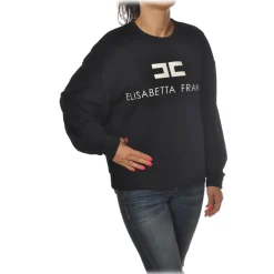 Elisabetta Franchi - Oversized Sweatshirt with Logo - Black - Sweatshirt - Made in Italy - Luxury Exclusive Collection - Avvenice^ Sweatshirts