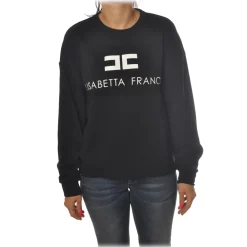 Elisabetta Franchi - Oversized Sweatshirt with Logo - Black - Sweatshirt - Made in Italy - Luxury Exclusive Collection - Avvenice^ Sweatshirts