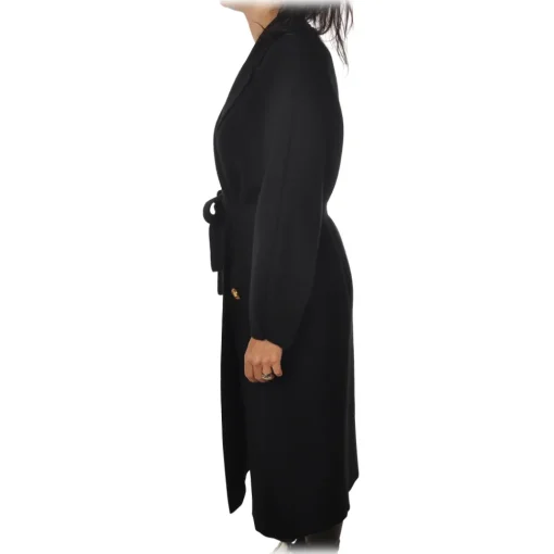 Elisabetta Franchi - Oversize Coat with Two Patch - Black - Jacket - Made in Italy - Luxury Exclusive Collection - Avvenice^ Jackets