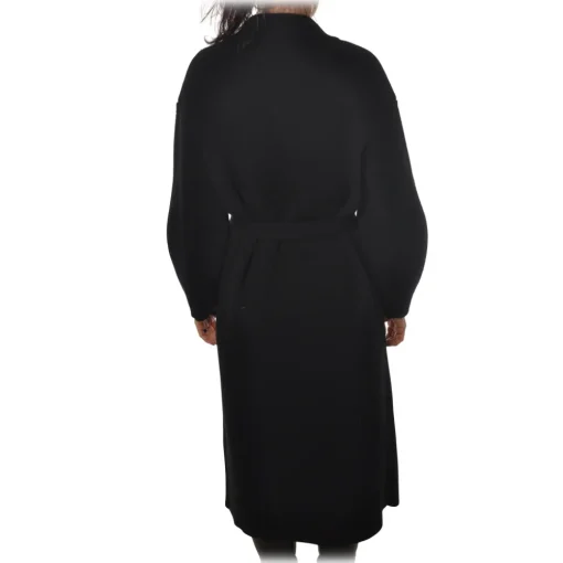 Elisabetta Franchi - Oversize Coat with Two Patch - Black - Jacket - Made in Italy - Luxury Exclusive Collection - Avvenice^ Jackets