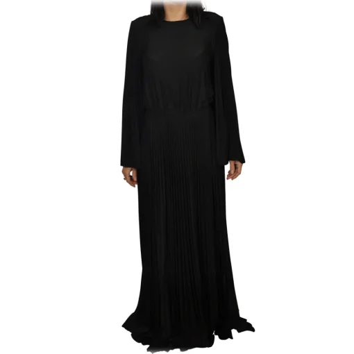 Elisabetta Franchi - Pleated Lurex Fabric Dress - Black - Dress - Made in Italy - Luxury Exclusive Collection - Avvenice^ Jackets | Dresses