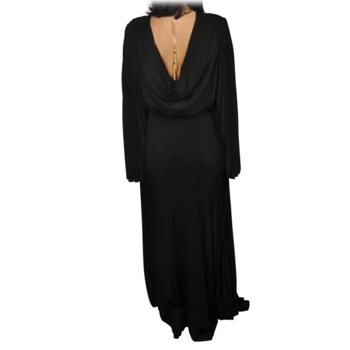 Elisabetta Franchi - Pleated Lurex Fabric Dress - Black - Dress - Made in Italy - Luxury Exclusive Collection - Avvenice^ Jackets | Dresses