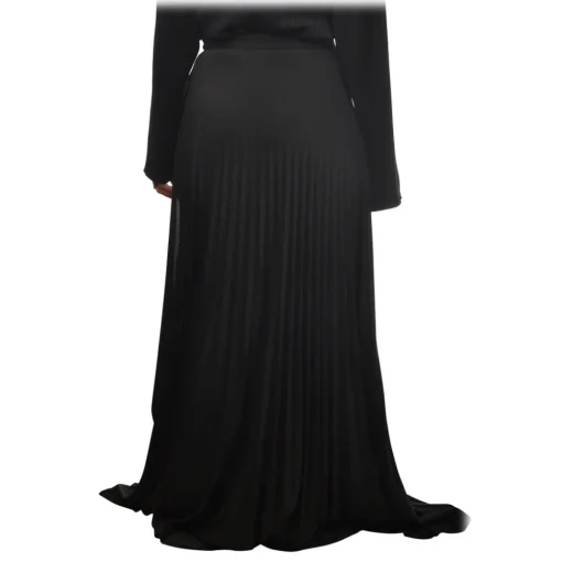 Elisabetta Franchi - Pleated Lurex Fabric Skirt - Black - Skirt - Made in Italy - Luxury Exclusive Collection - Avvenice