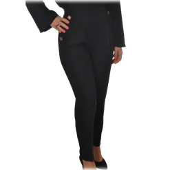 Elisabetta Franchi - Regular Waist Model with Zip - Black - Trousers - Made in Italy - Luxury Exclusive Collection - Avvenice^ Trousers