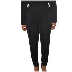 Elisabetta Franchi - Regular Waist Model with Zip - Black - Trousers - Made in Italy - Luxury Exclusive Collection - Avvenice^ Trousers