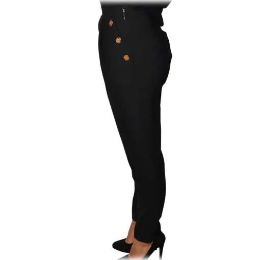 Elisabetta Franchi - Regular Waist Model with Zip - Black - Trousers - Made in Italy - Luxury Exclusive Collection - Avvenice^ Trousers