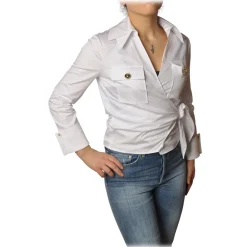Elisabetta Franchi - Screwed Model Shirt - White - Shirt - Made in Italy - Luxury Exclusive Collection - Avvenice^ Shirts