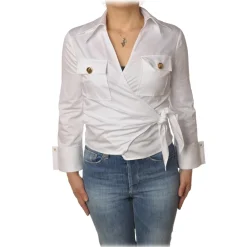 Elisabetta Franchi - Screwed Model Shirt - White - Shirt - Made in Italy - Luxury Exclusive Collection - Avvenice^ Shirts