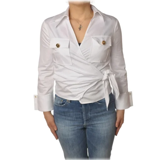 Elisabetta Franchi - Screwed Model Shirt - White - Shirt - Made in Italy - Luxury Exclusive Collection - Avvenice^ Shirts
