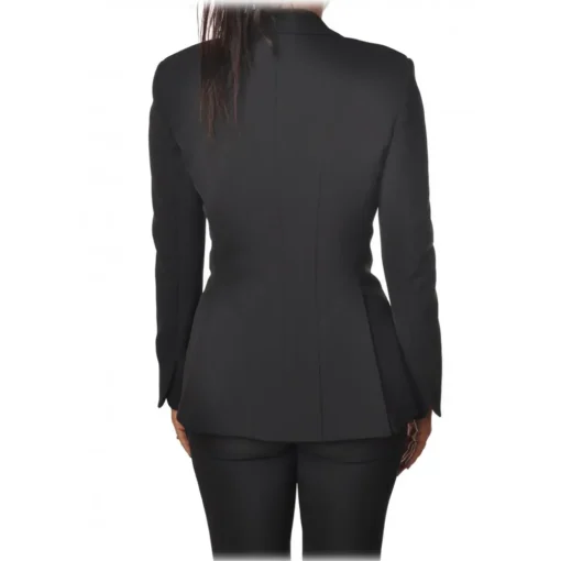 Elisabetta Franchi - Screwed Model Jacket with Logo Detail - Black - Jacket - Made in Italy - Luxury Exclusive Collection - Avvenice