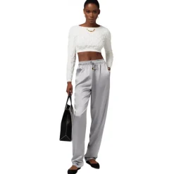 Elisabetta Franchi - Shiny Crepe Jogger Trousers - Grey - Trousers - Made in Italy - Luxury Exclusive Collection - Avvenice^ Trousers