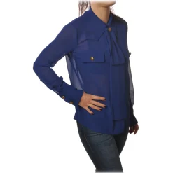 Elisabetta Franchi - Shirt with Long Sleeve - Blue - Shirt - Made in Italy - Luxury Exclusive Collection - Avvenice^ Shirts