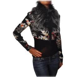 Elisabetta Franchi - Shirt with Removable Faux Fur Collar - Black - Shirt - Made in Italy - Luxury Exclusive Collection - Avvenice^ Shirts