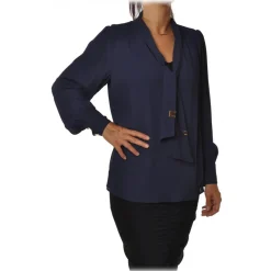 Elisabetta Franchi - Shirt with Sash - Blue - Shirt - Made in Italy - Luxury Exclusive Collection - Avvenice^ Shirts