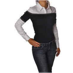 Elisabetta Franchi - Shirt Body - Black White - Shirt - Made in Italy - Luxury Exclusive Collection - Avvenice^ Shirts