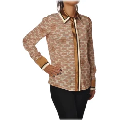 Elisabetta Franchi - Shirt with Long Sleeve - Camel - Shirt - Made in Italy - Luxury Exclusive Collection - Avvenice^ Shirts