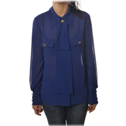Elisabetta Franchi - Shirt with Long Sleeve - Blue - Shirt - Made in Italy - Luxury Exclusive Collection - Avvenice^ Shirts