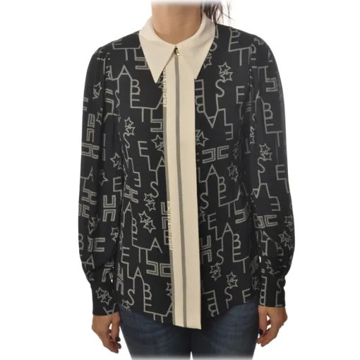Elisabetta Franchi - Shirt with Long Sleeve - Black - Shirt - Made in Italy - Luxury Exclusive Collection - Avvenice^ Shirts