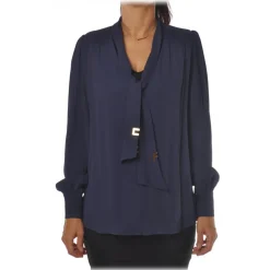 Elisabetta Franchi - Shirt with Sash - Blue - Shirt - Made in Italy - Luxury Exclusive Collection - Avvenice^ Shirts
