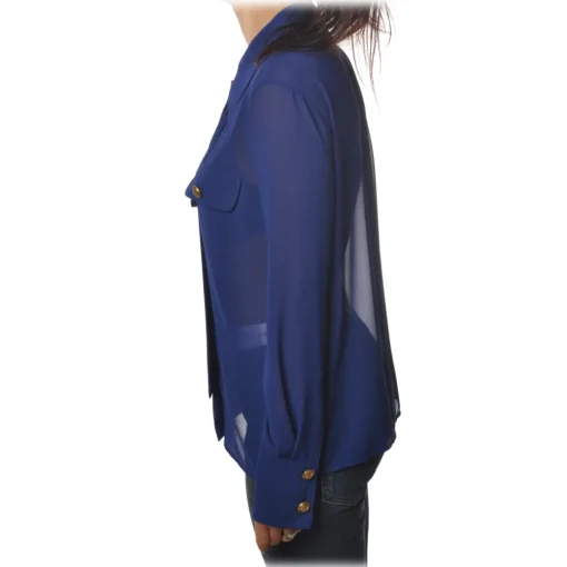 Elisabetta Franchi - Shirt with Long Sleeve - Blue - Shirt - Made in Italy - Luxury Exclusive Collection - Avvenice^ Shirts