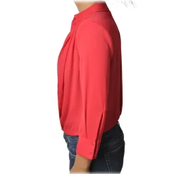 Elisabetta Franchi - Shirt with Wide V-Neckline - Red - Shirt - Made in Italy - Luxury Exclusive Collection - Avvenice^ Shirts