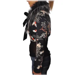 Elisabetta Franchi - Shirt with Removable Faux Fur Collar - Black - Shirt - Made in Italy - Luxury Exclusive Collection - Avvenice^ Shirts