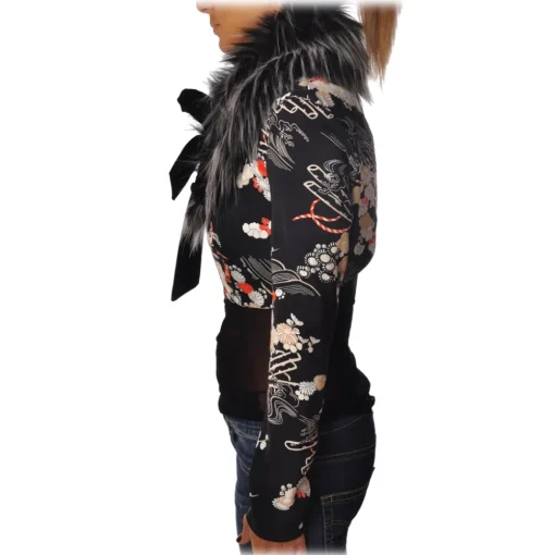 Elisabetta Franchi - Shirt with Removable Faux Fur Collar - Black - Shirt - Made in Italy - Luxury Exclusive Collection - Avvenice^ Shirts