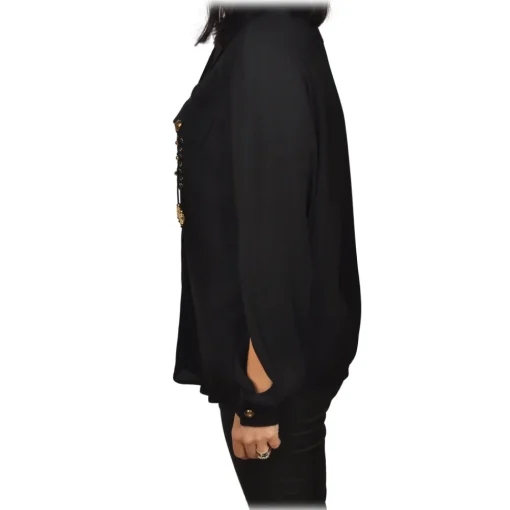 Elisabetta Franchi - Shirt with Gold Details Pockets - Black - Shirt - Made in Italy - Luxury Exclusive Collection - Avvenice^ Shirts