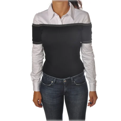 Elisabetta Franchi - Shirt Body - Black White - Shirt - Made in Italy - Luxury Exclusive Collection - Avvenice^ Shirts