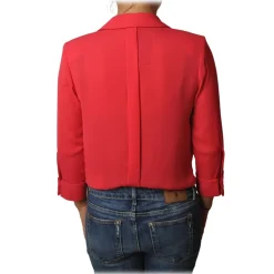 Elisabetta Franchi - Shirt with Wide V-Neckline - Red - Shirt - Made in Italy - Luxury Exclusive Collection - Avvenice^ Shirts