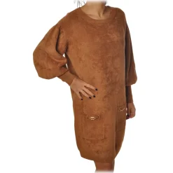 Elisabetta Franchi - Short Dress with Two Pockets - Bronze - Dress - Made in Italy - Luxury Exclusive Collection - Avvenice^ Jackets | Dresses