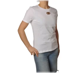 Elisabetta Franchi - Short Sleeve T-Shirt in Light Cotton - White - T-Shirt - Made in Italy - Luxury Exclusive Collection - Avvenice^ T-shirt