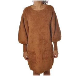 Elisabetta Franchi - Short Dress with Two Pockets - Bronze - Dress - Made in Italy - Luxury Exclusive Collection - Avvenice^ Jackets | Dresses