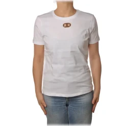 Elisabetta Franchi - Short Sleeve T-Shirt in Light Cotton - White - T-Shirt - Made in Italy - Luxury Exclusive Collection - Avvenice^ T-shirt
