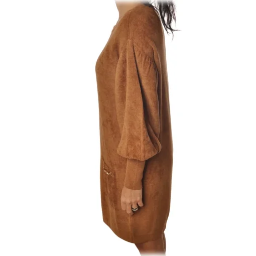 Elisabetta Franchi - Short Dress with Two Pockets - Bronze - Dress - Made in Italy - Luxury Exclusive Collection - Avvenice^ Jackets | Dresses