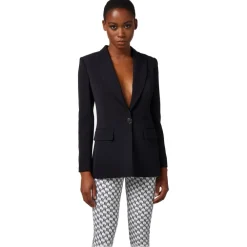 Elisabetta Franchi - Single-Breasted Screwed Jacket - Black - Jacket - Made in Italy - Luxury Exclusive Collection - Avvenice^ Jackets