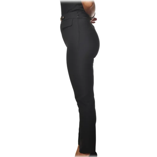Elisabetta Franchi - Skinny Trousers with Metal Logo - Black - Trousers - Made in Italy - Luxury Exclusive Collection - Avvenice^ Trousers
